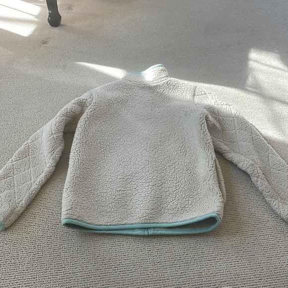 🌿Columbia fleece jacket - girls, size 10, off white/cream color blue trim🌿 - Picture 8 of 10